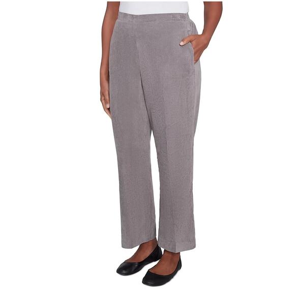 Alfred Dunner Women's Copenhagen Corduroy Elastic Waist Pants in Graphite - Picture 1 of 5